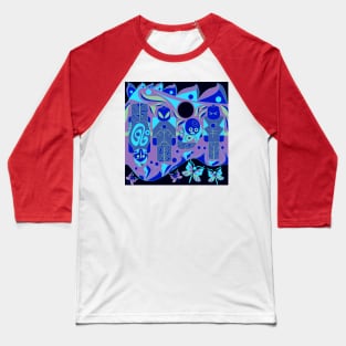 blue maya alien in soccer pattern ecopop Baseball T-Shirt